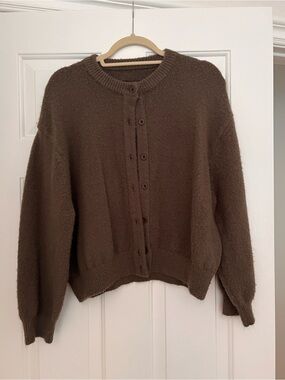 Daily Drills Chocolate Brown Button-Up Knit Cardigan